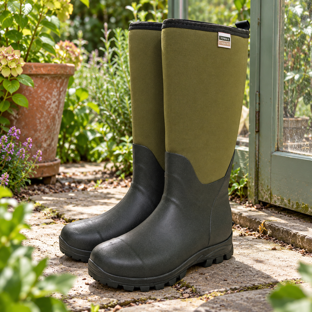 Town & Country Bainton Wellington Boots, Green, UK 4