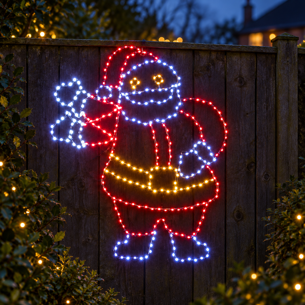 Twinkling FlexiBrights Waving Santa, 66 × 80cm