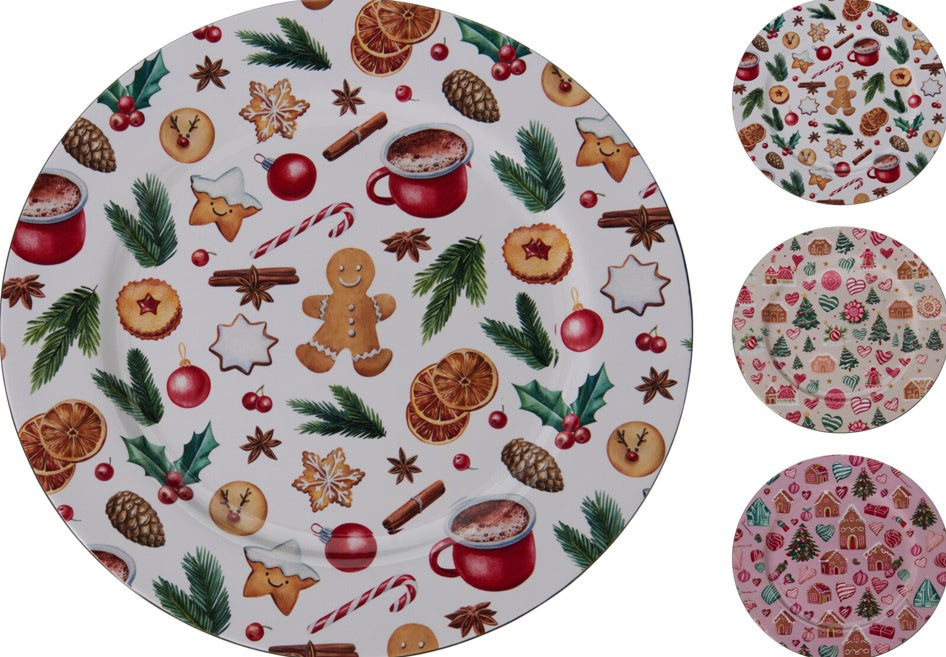 PLATE XMAS 33CM 3ASS CLR
