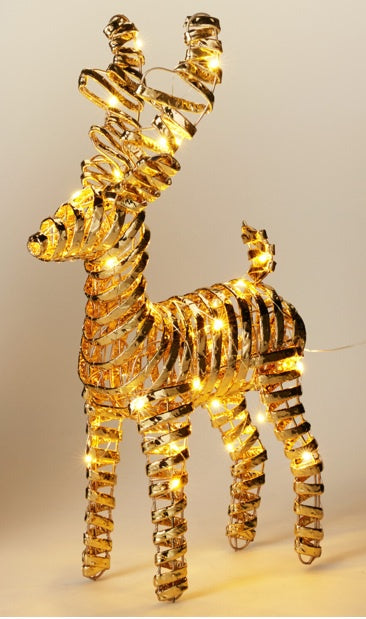 REINDEER 37CM W LED GOLD CLR
