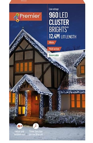 960 White LED ClusterBrights with Timer, 12.4m