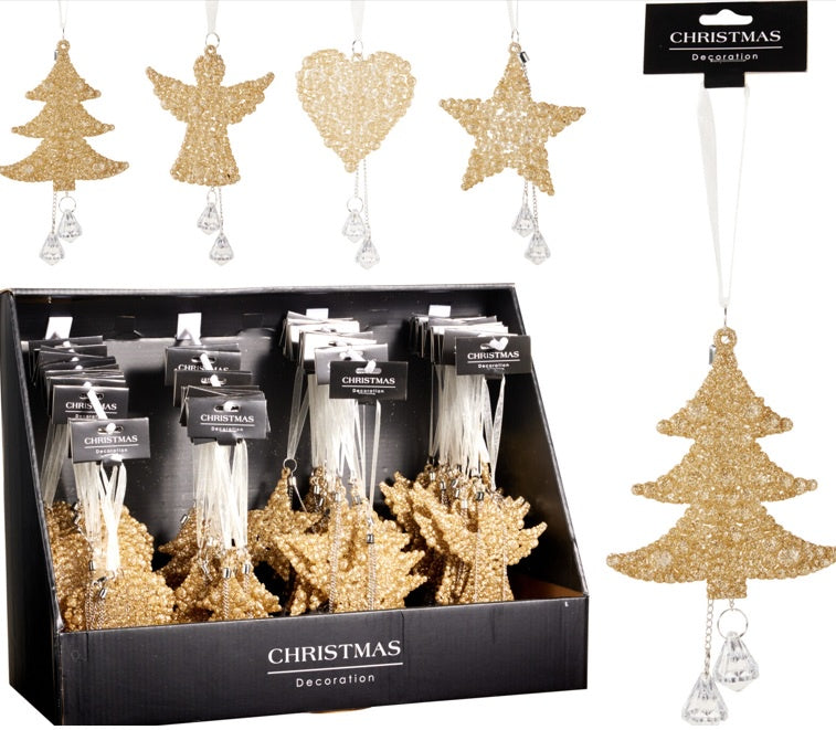 XMAS HANGDECO 10CM CHAMPAGNE