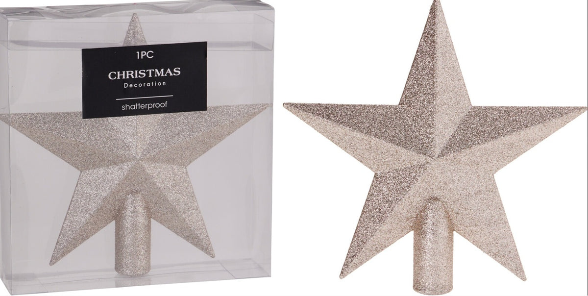 TREE TOP STAR 19CM WHITE GLITT