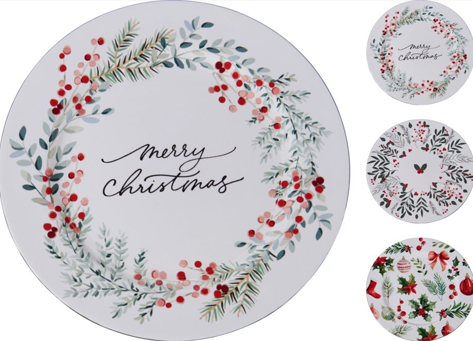 PLATE XMAS 33CM 3ASS CLR"