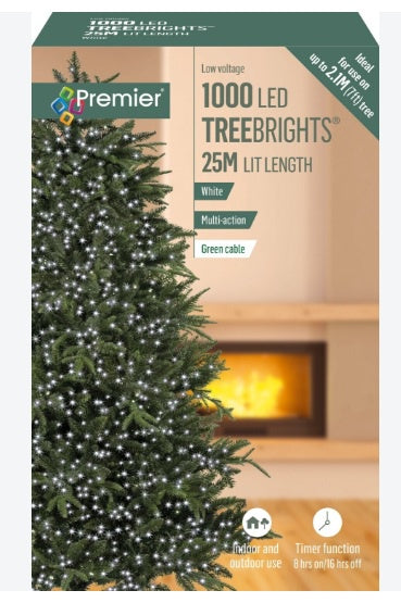 TreeBrights 1,000 LED Christmas Tree Lights, White with timer