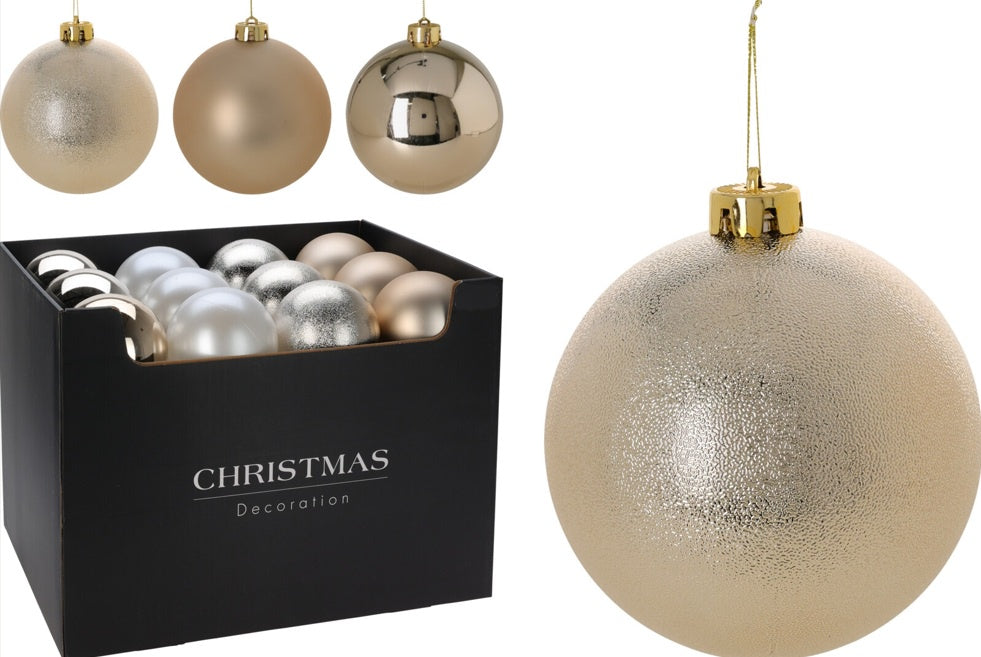 XMAS BALL 120MM LIGHT GOLD 4AS