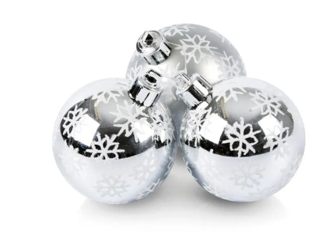 60cm 3 pc Silver Multi snowflake cluster baubles