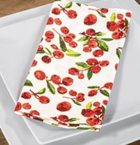 40 x 40cm Set of 4 Cranberry Napkins - 2 x Cranberry - 2 x Embroidered