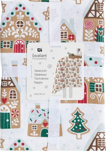 TABLECLOTH 145X220 XMAS HOUSE