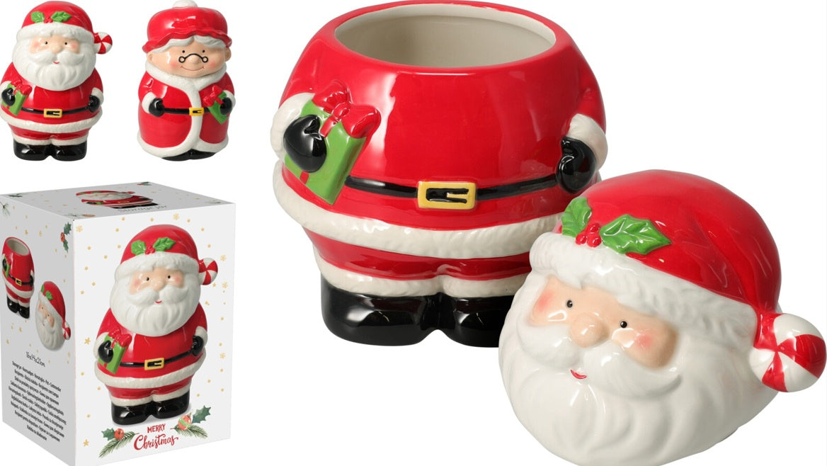STORAGE JAR SANTA 21CM 2ASS