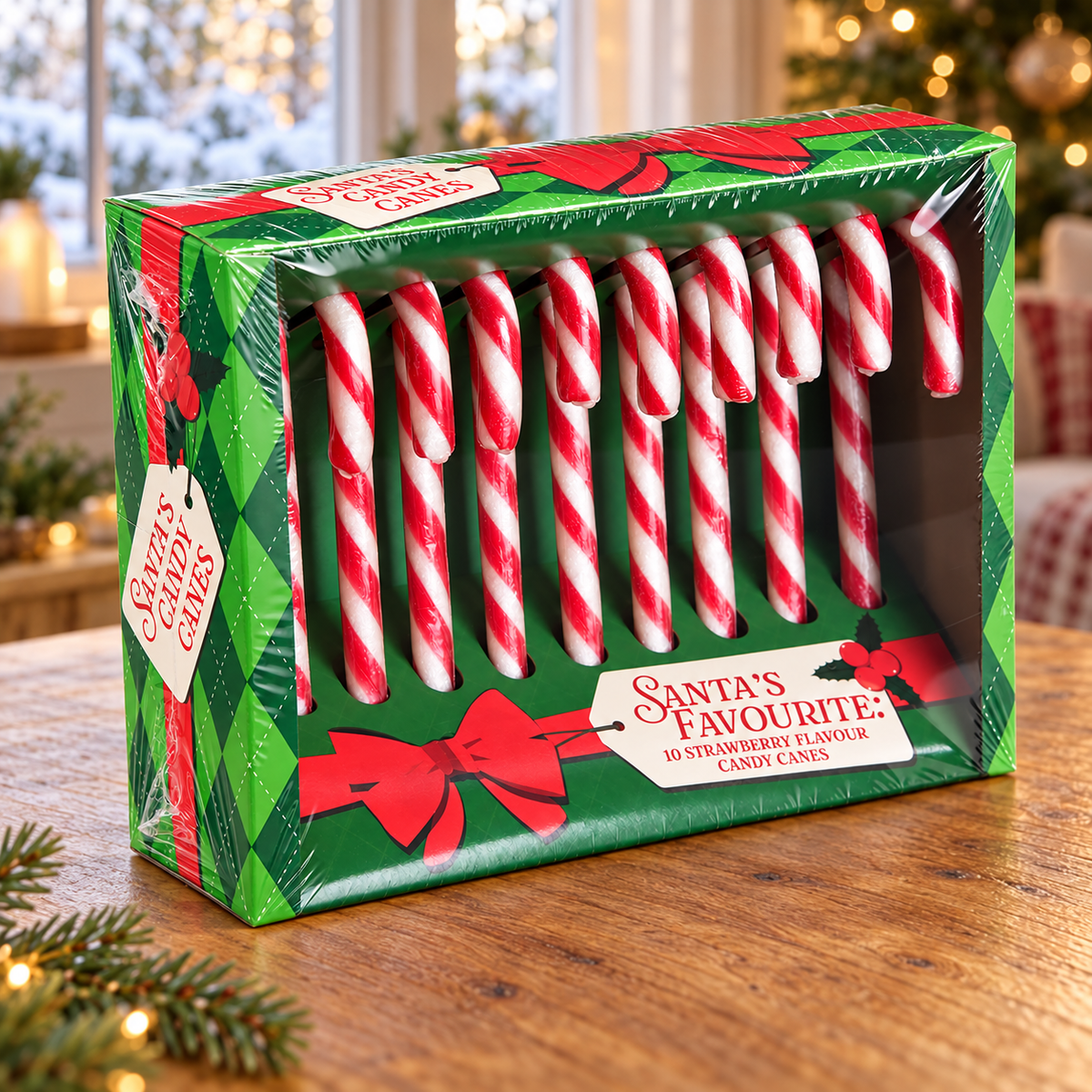 Santa’s Favourite Strawberry Candy Canes, 10 Pack