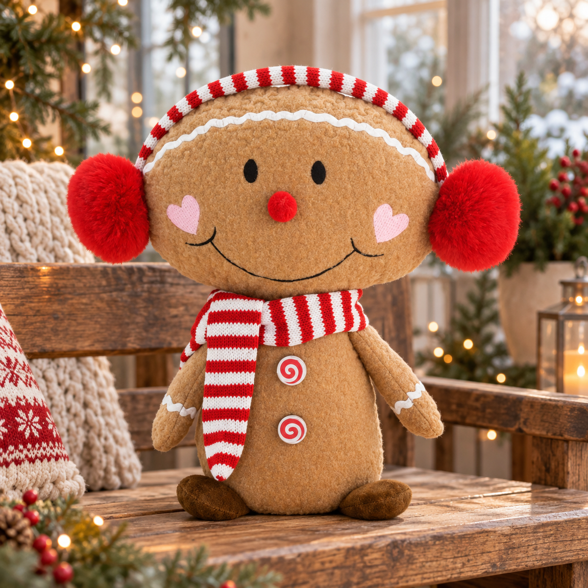Sitting Gingerbread Plush Character, 30cm