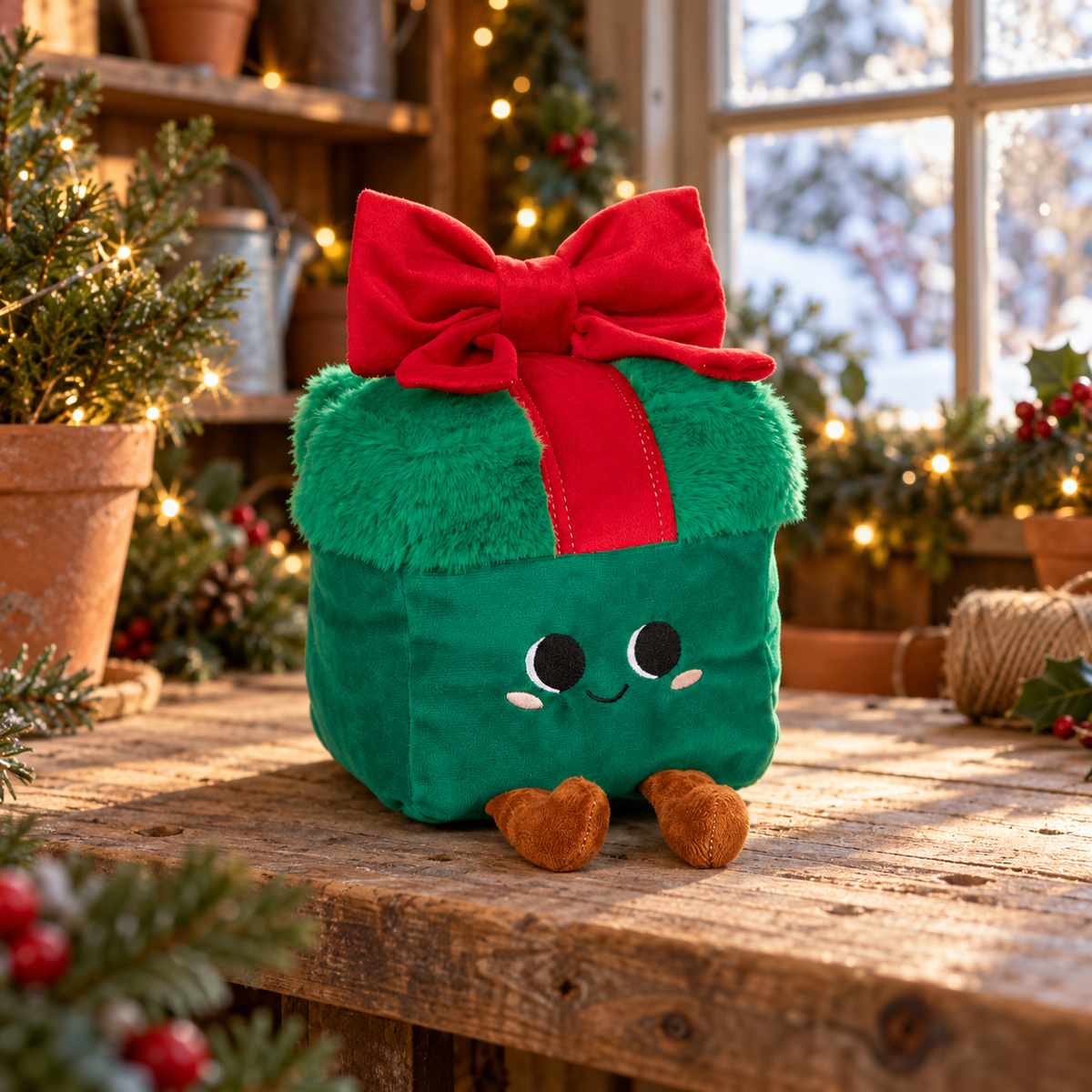 Plush Christmas Present with Bow - Door Stop