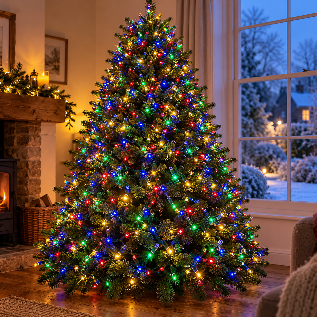 TreeBrights 1,000 Multicoloured LED Christmas Lights with Timer