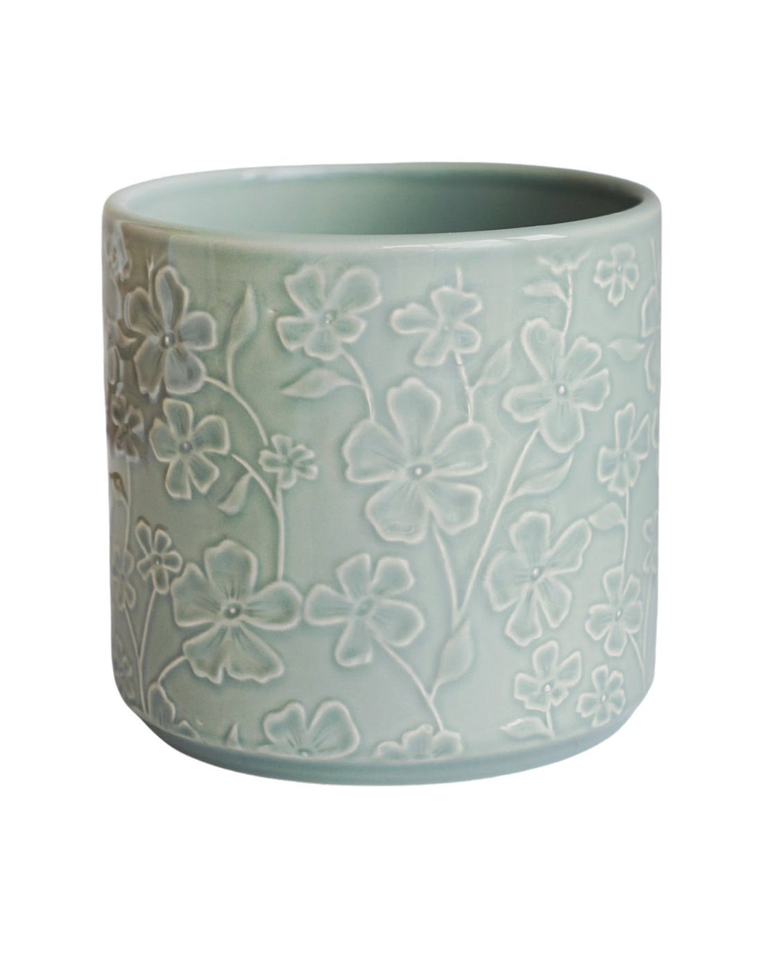 Betsy Embossed Floral Planter - Mint