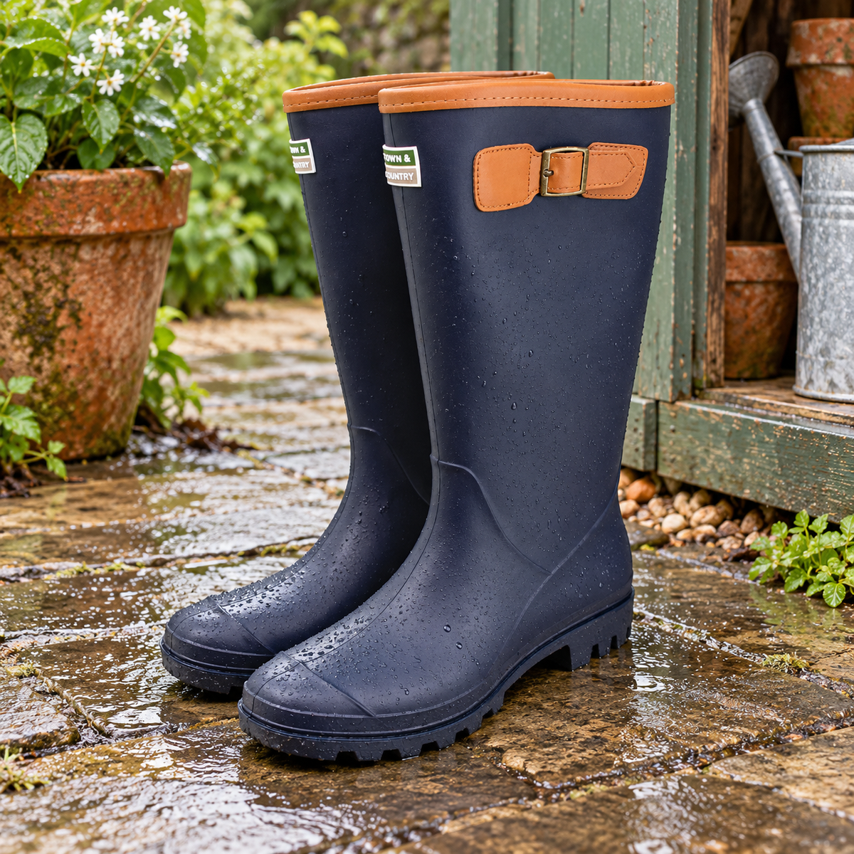 Town &amp; Country Fleece-Lined Burford Wellington Boots, Navy UK 5
