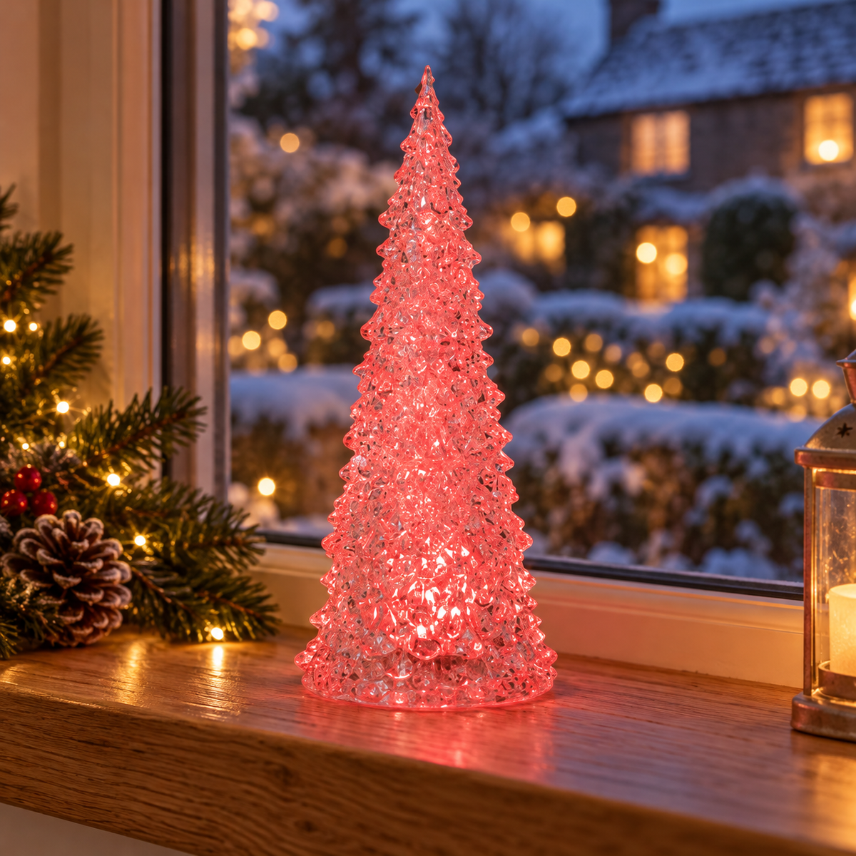 Christmas Tree with Colour-Changing LED Light, 27cm