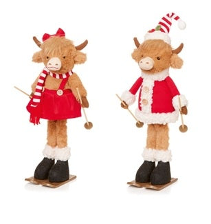Standing Highland Cow on Skis, 36cm