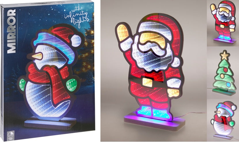 Christmas LED Infinity Mirror Decoration, 28cm, Assorted Designs