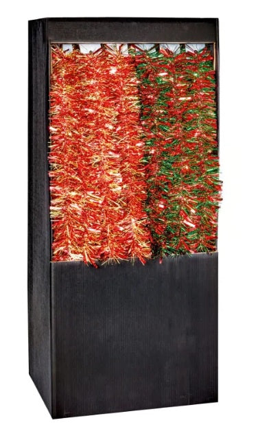 10cm x 2m Mixed Chunky Tinsel 2 Asst Green-Red - Red-Gold FSDU