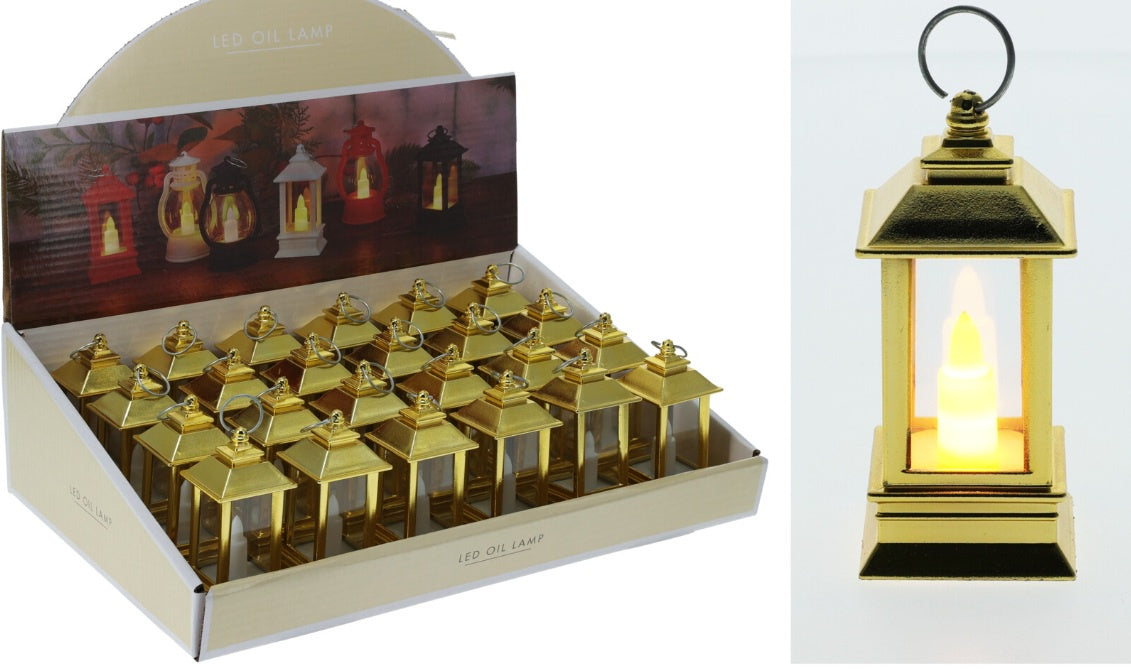LANTERN WITH CANDLE 9CM GOLD