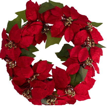 Home Styling Collection Poinsettia Christmas Wreath, 45 cm