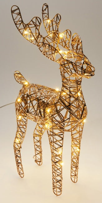 REINDEER 37CM W LED CHAMPAGNE