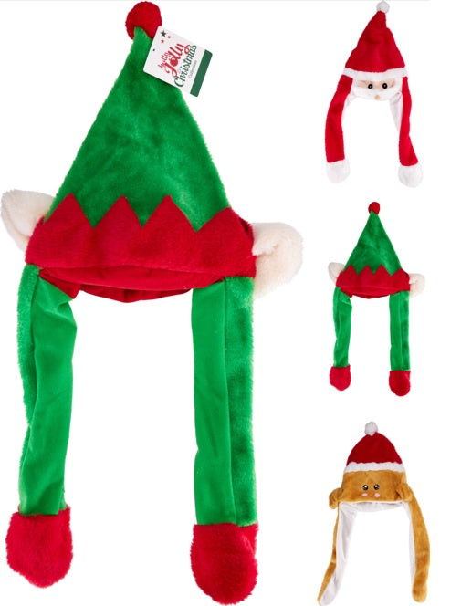 XMAS HAT JUMPING EARS 70CM 3AS