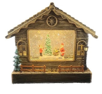 B/O USB 26x22cm Musical Water Lantern Cottage