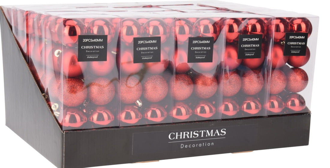 XMAS BALL 20X 40MM RED