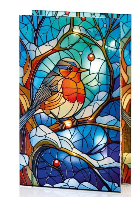 Illuminated Stained-Glass Robin Decoration