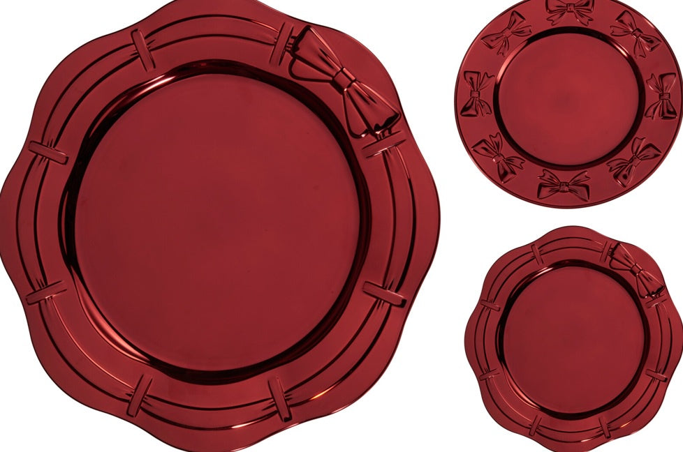 PLATE BOW RED 33CM 2ASS D"