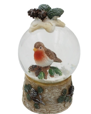 45mm Robin with Pine Cones Water Globe
