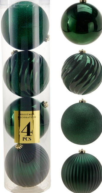 XMAS BALL 15CM SET4 GREEN