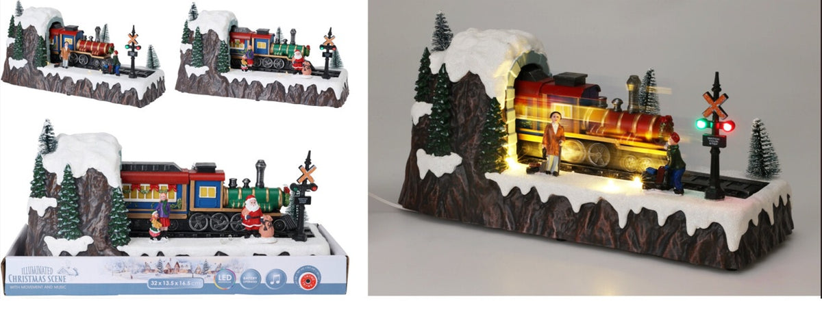 WINTER SCENE TRAIN 32CM LED