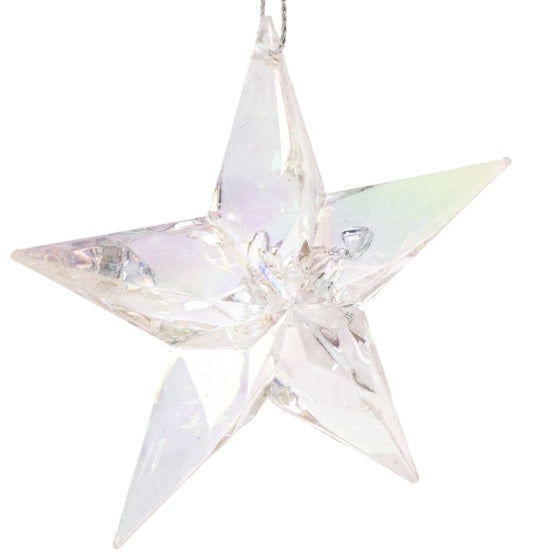 9cm Clear Star Hanging Dec