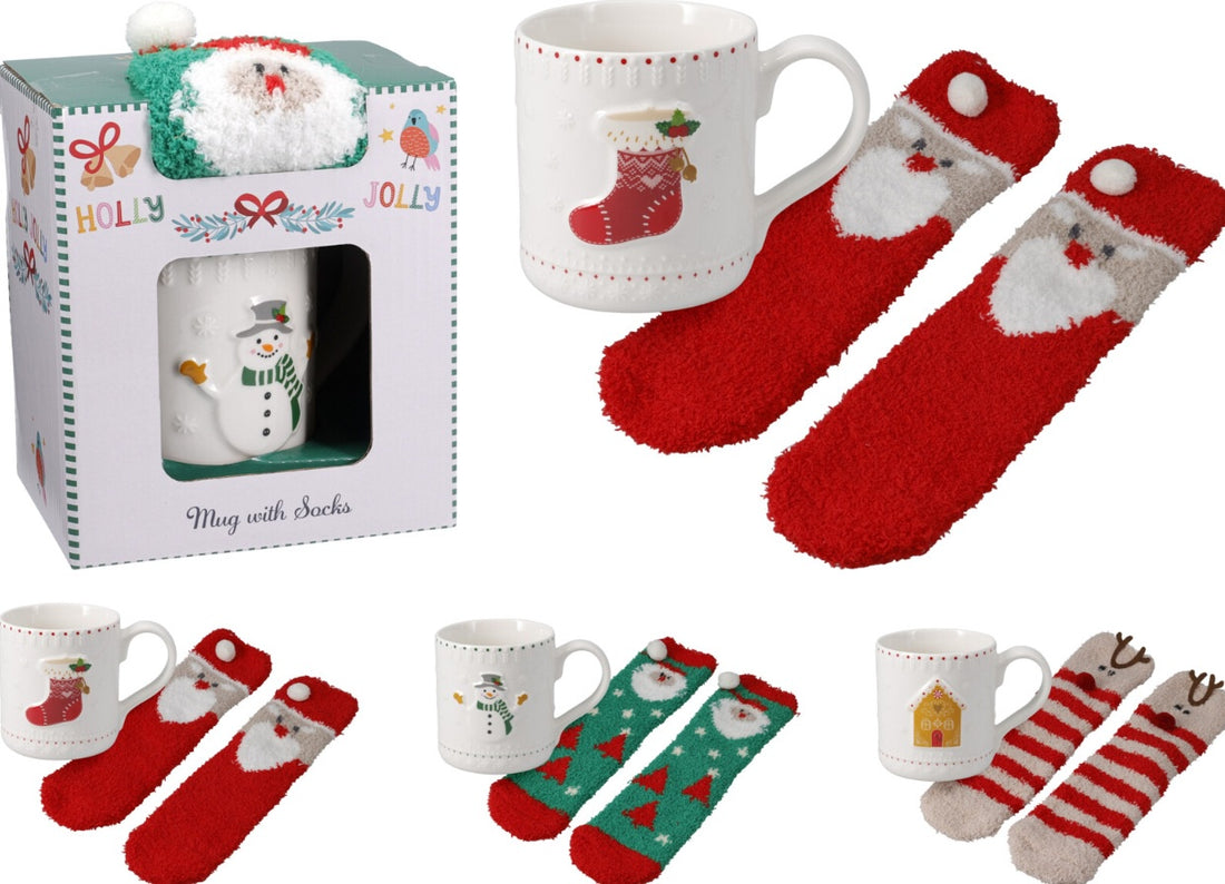 MUG WITH SOCKS SET 2PCS PORCEL