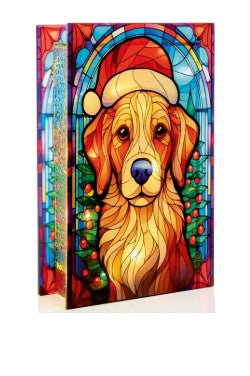 Golden Retriever Stained Glass LED Christmas Decoration, 21cm