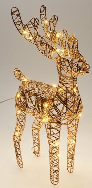 REINDEER 34CM W LED CHAMPAGNE