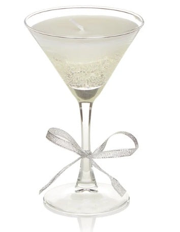 16cm Martini Glass Gel Candle with Silver Star Glitter