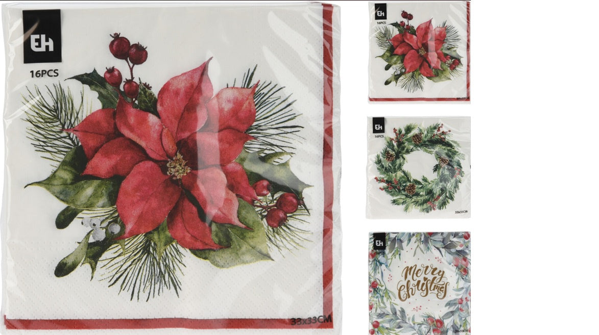 NAPKINS 33X33CM 16PCS 3ASS 2