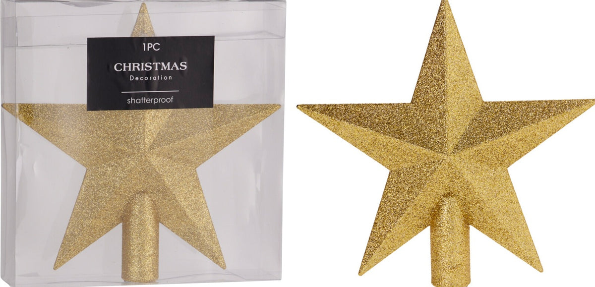 TREETOP STAR 19CM GOLD GLITTER
