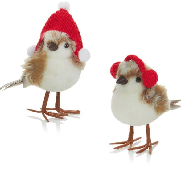 17cm Red Bird Plush 2 Asst Ear Muff - Hat