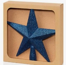 Midnight Blue Glitter Star Tree Topper, 20cm