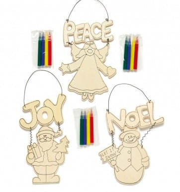 21cm Colour Your Own Hanging Decs with 4 Pens