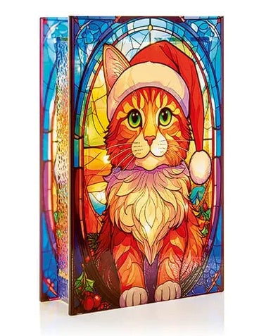 Illuminated Stained-Glass Cat Decoration