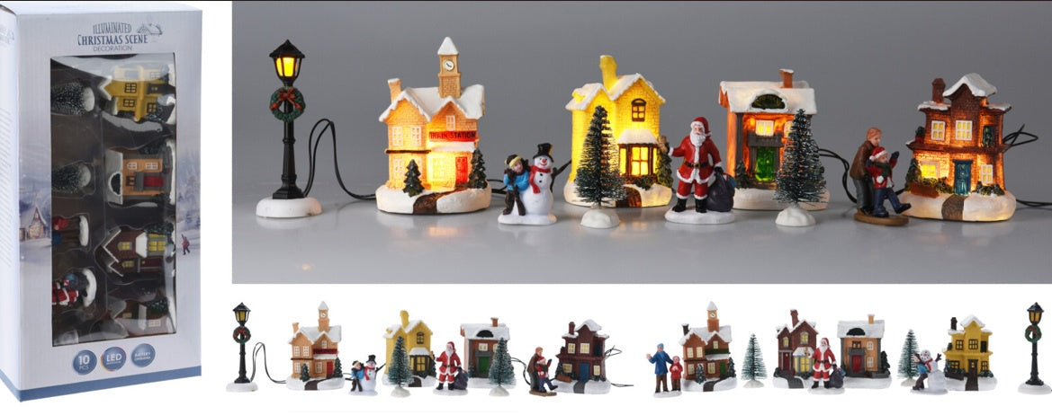 VILLAGE WITH LED 10 PCS 2ASS