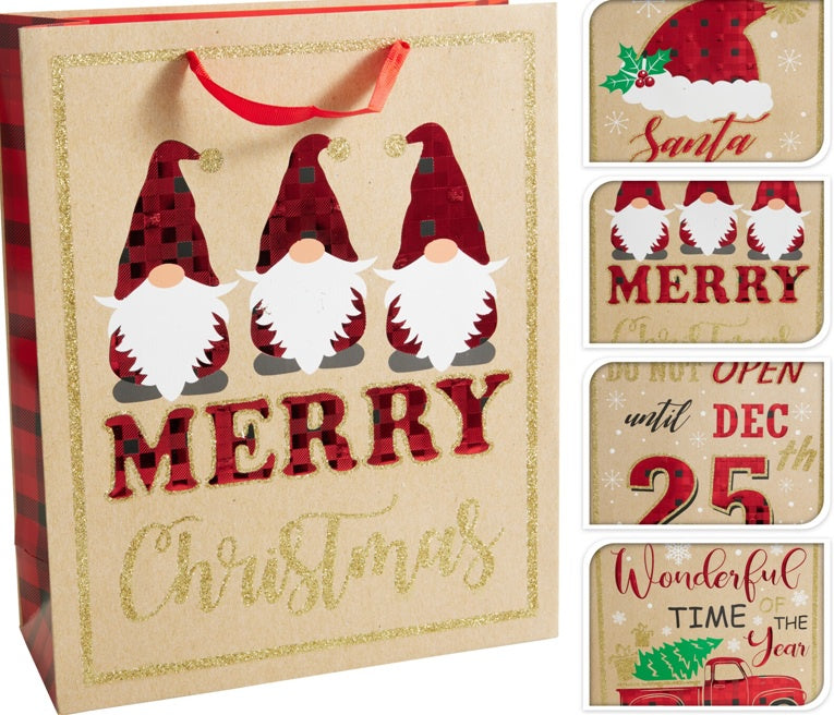 GIFTBAG XMAS MEDIUM 4ASS^