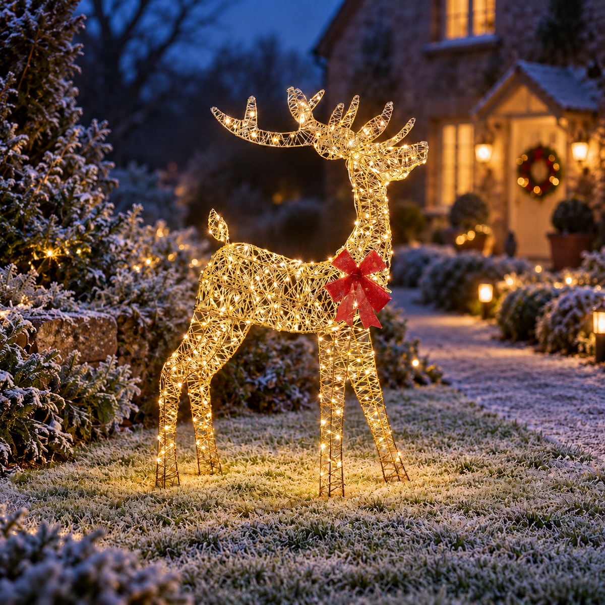 Golden Elegance Standing Reindeer, 1 m, 300 Warm White LEDs