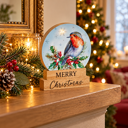LED Robin Christmas Plaque